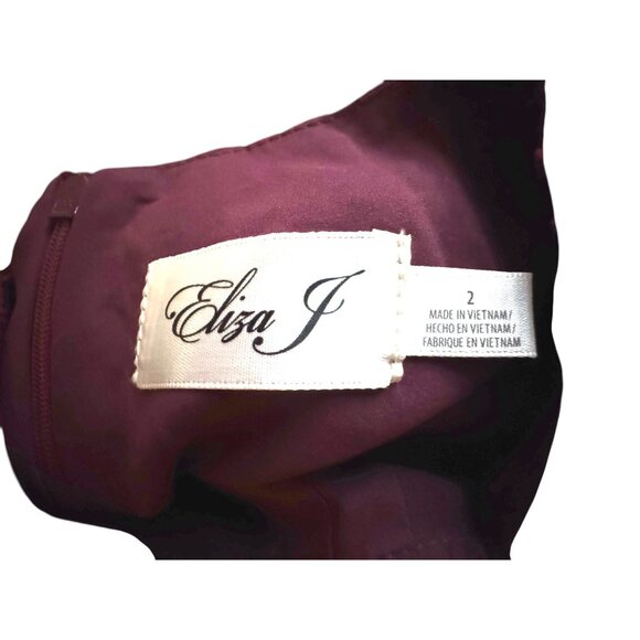 Eliza J Womens Burgundy Burnout Floral Long Sleeve Tiered Mini Dress Size 2 NWT - Picture 6 of 9